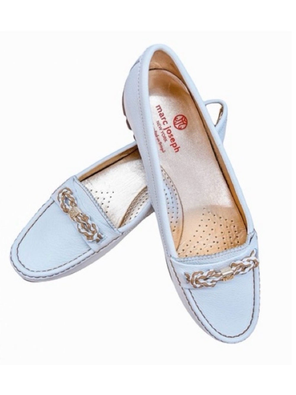 MARC JOSEPH NEW YORK Leather Orchard Street Golf Shoe Baby Blue Tumbled Size 11